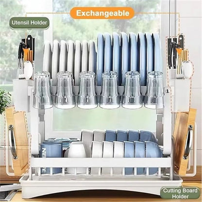 🔥🍽️ 50% OFF Premium 2-Tier Dish Rack – Maximize Drying Space, Sleek Stainless Steel, Stylish Kitchen Upgrade ✨🏠