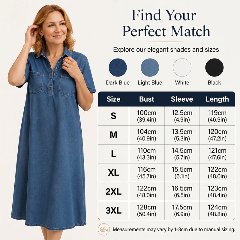 👗 54% OFF NOW! 👖 Casual Pocket Denim Midi Shirt Dress – Soft denim & relaxed fit – Functional pockets, perfect for everyday casual – comfortable and versatile ✨🌸