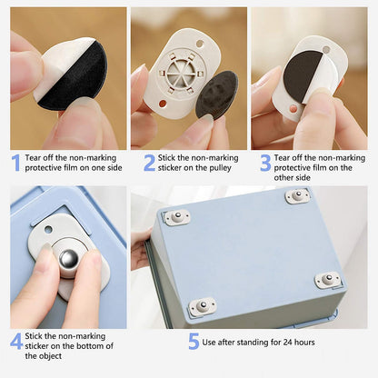 Move Anything Instantly! No-Lift 360° Stick-On Furniture Wheels