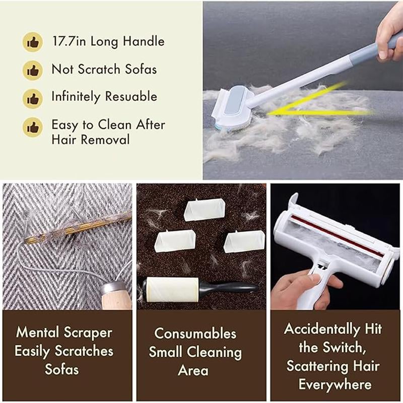 🐾50% OFF NOW! 4‑in‑1 Pet Hair Removal Tool‑ Long Handle Multi‑Function Pet Hair Remover Brush, Efficient Fur Cleaner for Carpets, Couches, Beds & Furniture