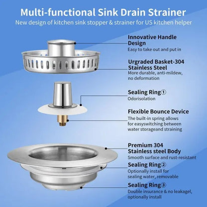 🎁Hot Sale 49% OFF⏳New Upgraded Sink Bounce Core Drain Strainer