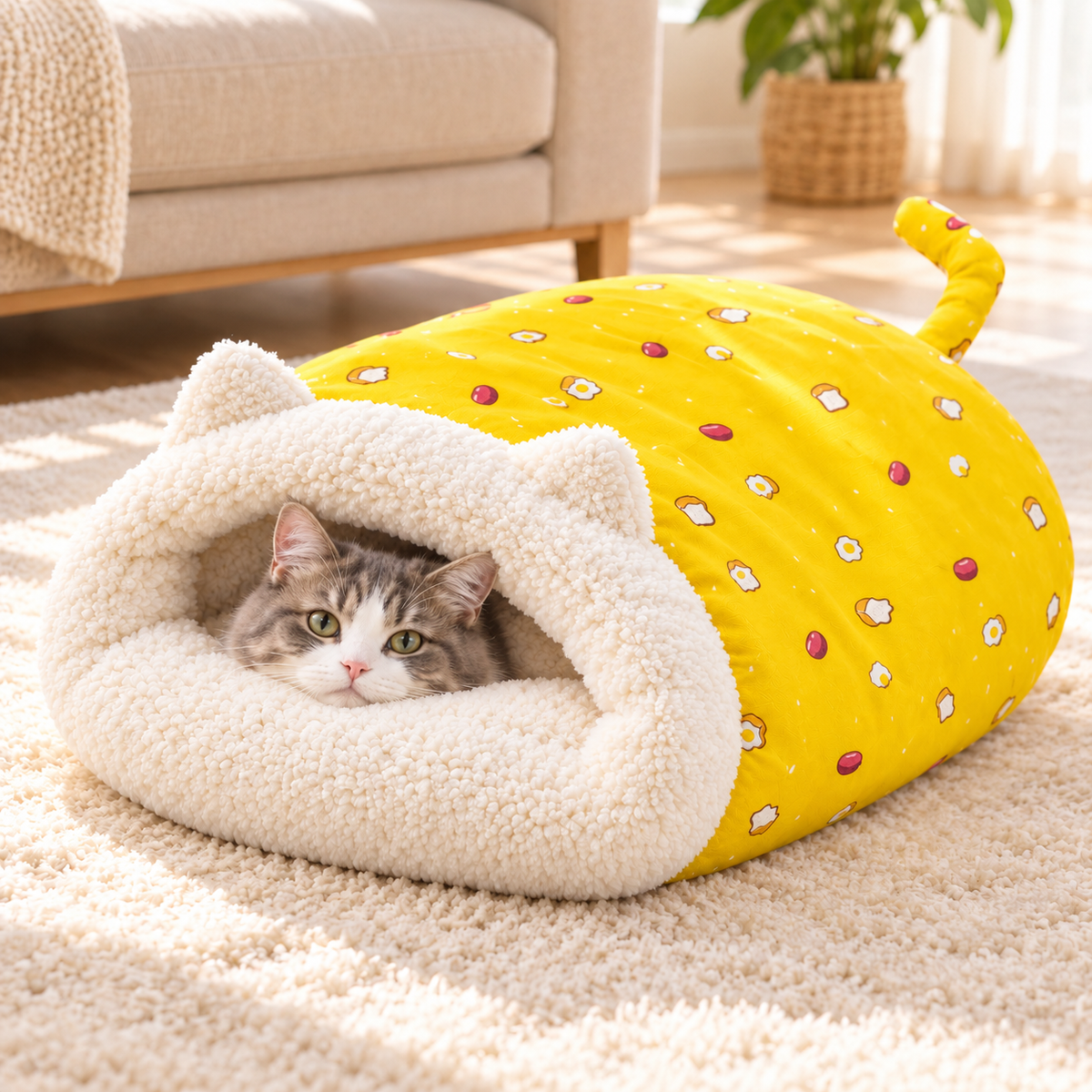 📢📢50% OFF !! ⏰ 🔥 Cozy Pet Nest for Cats and Dogs - Plush & Machine Washable, Perfect for Your Pet's Comfort and Warmth ✨