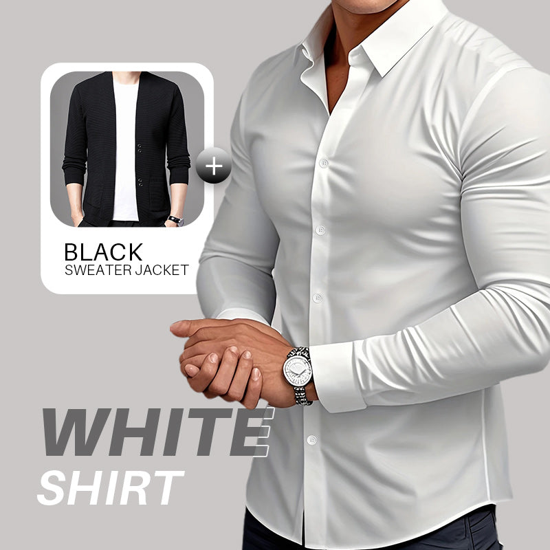 Men's Solid Color Lapel Long Sleeve Button-Down Shirts