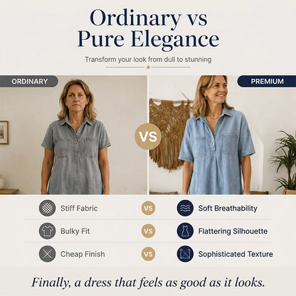 👗 54% OFF NOW! 👖 Casual Pocket Denim Midi Shirt Dress – Soft denim & relaxed fit – Functional pockets, perfect for everyday casual – comfortable and versatile ✨🌸