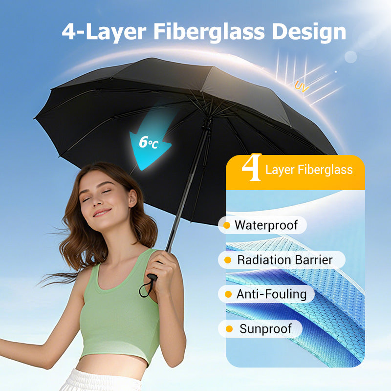 ☔ 12-Rib Windproof Umbrella - Large Coverage & Compact Fold, Durable Frame for Heavy Rain & Wind 📦✨