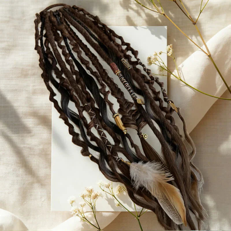 💁🏽‍♀️✨ Festival Boho Textured Ponytail - Instant Dreadlock Clip-In Extension ⚡🎶 No Braiding, No Damage, Edgy Style for Nights Out & Concerts