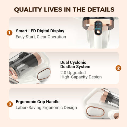 🛏️💨 13000Pa Powerful Mattress Vacuum Cleaner for Dust Mites Removal 🚀✨ UV Light & Ultrasonic Sterilization, Wireless Smart LED Display, Dual Large Dust Cups for Deep Cleaning