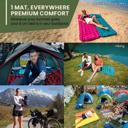 ⏳LIMITED OFFER 50%OFF🌞Luxury Ultralight Sleeping Mat – With Built-in Foot Pump – 7.5cm Thick & Connectable – Perfect for Camping, Hiking & Beach – Waterproof & Compact