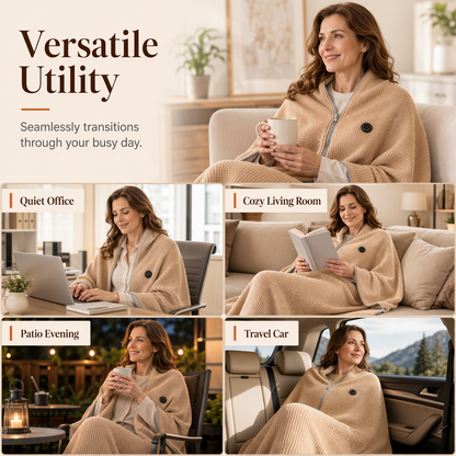 🔥 Half-Price Offer & Last Day 🧣 Portable Electric Heated Blanket Shawl – 15s Fast Heat, 3 Temperatures, USB 🔥 Wearable, Non-Slip, Lightweight,Hands-Free Warmth for Office, Home & Travel 🛋️