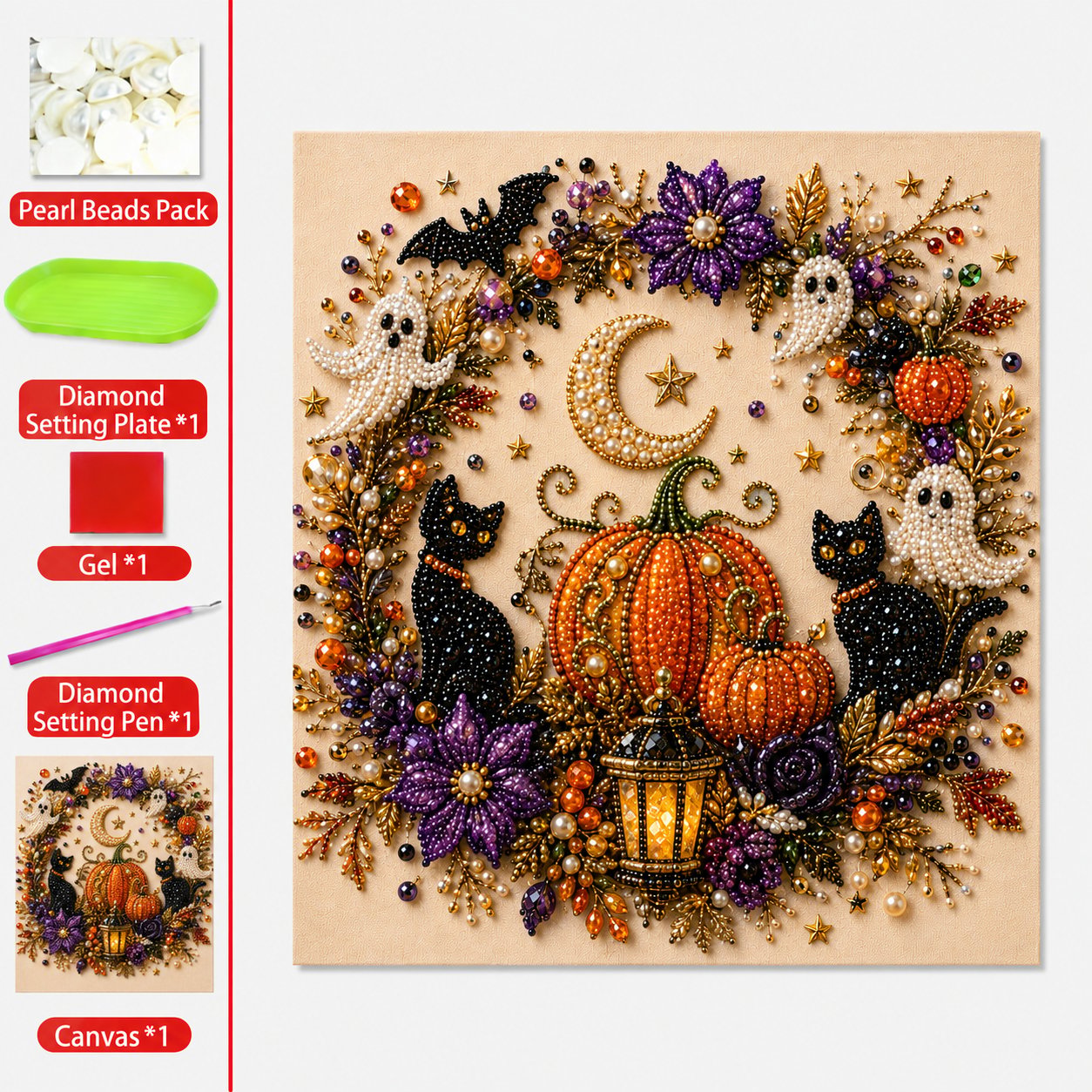 🔥💎 Last Day Special Price £10.99‼️👻 Halloween Pearl Art DIY Kit – Turn Tiny Pearls into Spooky-Cute Magic