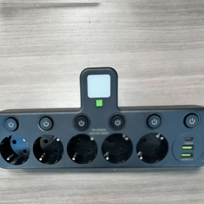 🔌💡 Power Strip with USB Ports & Night Light ⚡🔌  Surge Protector with 5 Outlets and 3 USB Charging Ports, Individual Switches for Energy Saving, Compact Travel-Friendly Design for Bedroom or Office Use