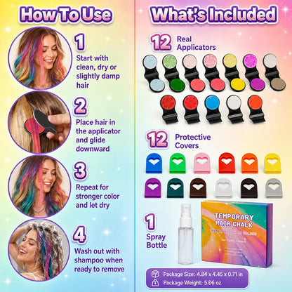 🔥Last Day 57% OFF🌈12-Color Temporary Hair Chalk Applicator Set