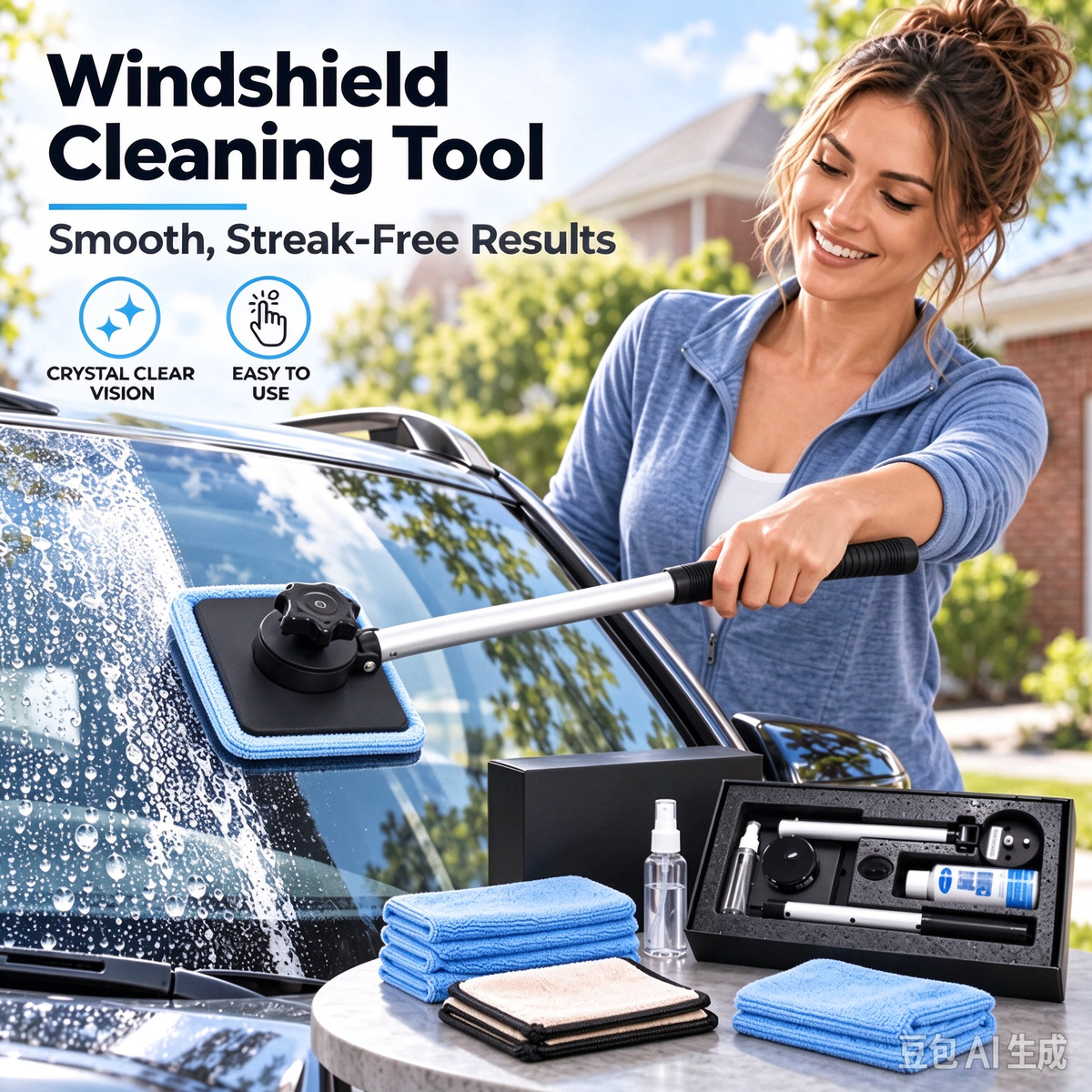 Dual Magnetic Car Window Cleaner | Streak-Free Cleaning Kit for Car Glass