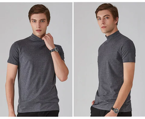 💪🔥 2026 Hot Sale Men's High Neck Slim Fit T-shirt - 50% OFF🔥💪. Breathable Cotton, Perfect for Workout or Daily Wear. Limited Time Offer!