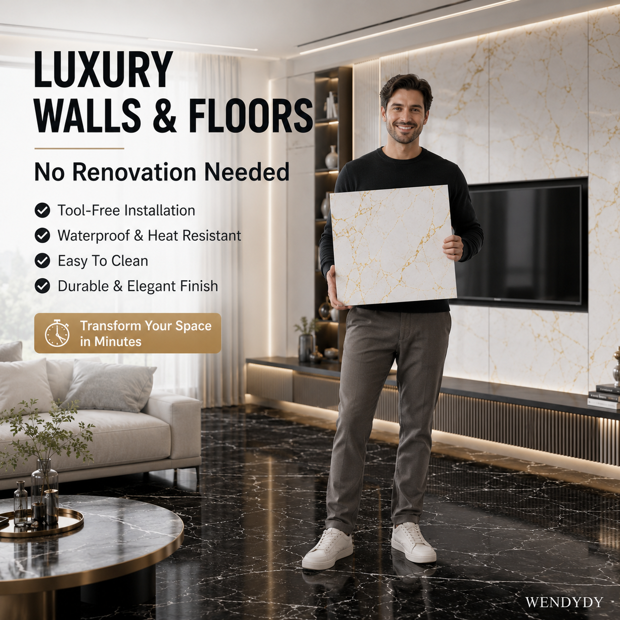 🧱 LIMITED-TIME 50% OFF! ✨ Self-Adhesive Floor Tile – Thickened, Waterproof, Peel & Stick ✨