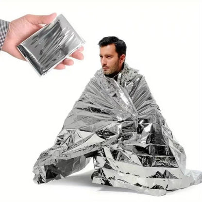🚨 Emergency outdoor Survival Blanket – Compact Silver Thermal Shelter for Emergency Kits