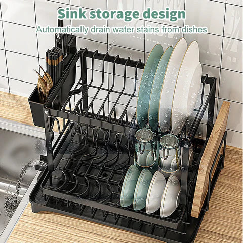 🔥🍽️ 50% OFF Premium 2-Tier Dish Rack – Maximize Drying Space, Sleek Stainless Steel, Stylish Kitchen Upgrade ✨🏠