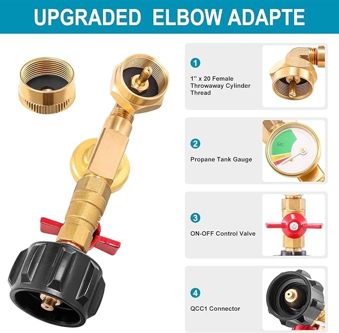 🔥 Top of the Line Propane Fill Elbow Adapter with Tank Pressure Gauge