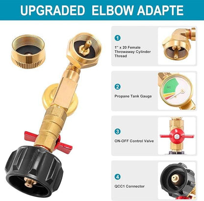 🔥 Top of the Line Propane Fill Elbow Adapter with Tank Pressure Gauge