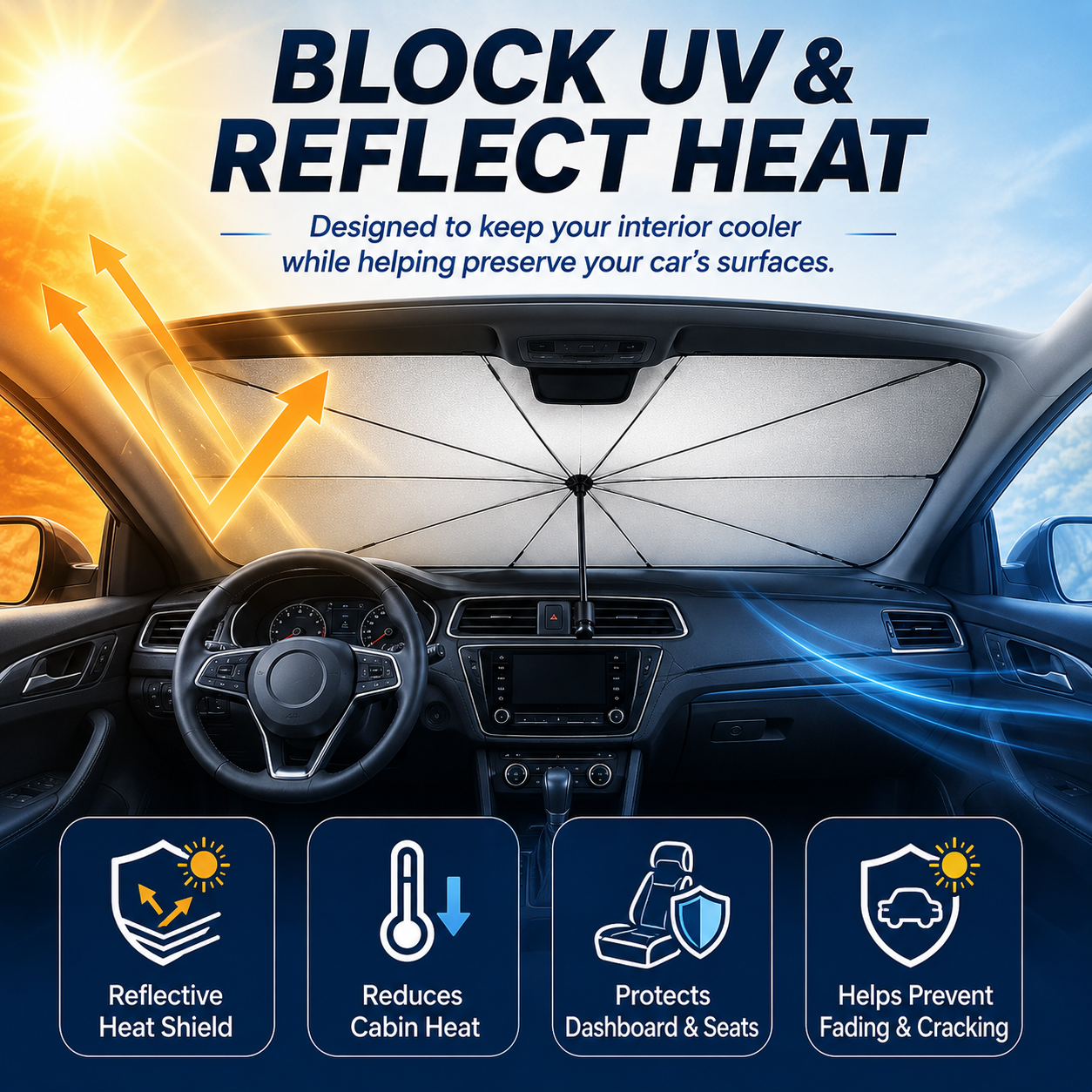 Car Windshield Sunshade - Foldable Car Sunshade (Thermal Insulation)
