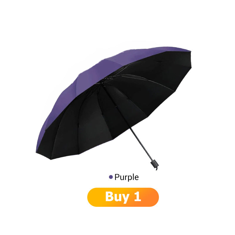 ☔ 12-Rib Windproof Umbrella - Large Coverage & Compact Fold, Durable Frame for Heavy Rain & Wind 📦✨