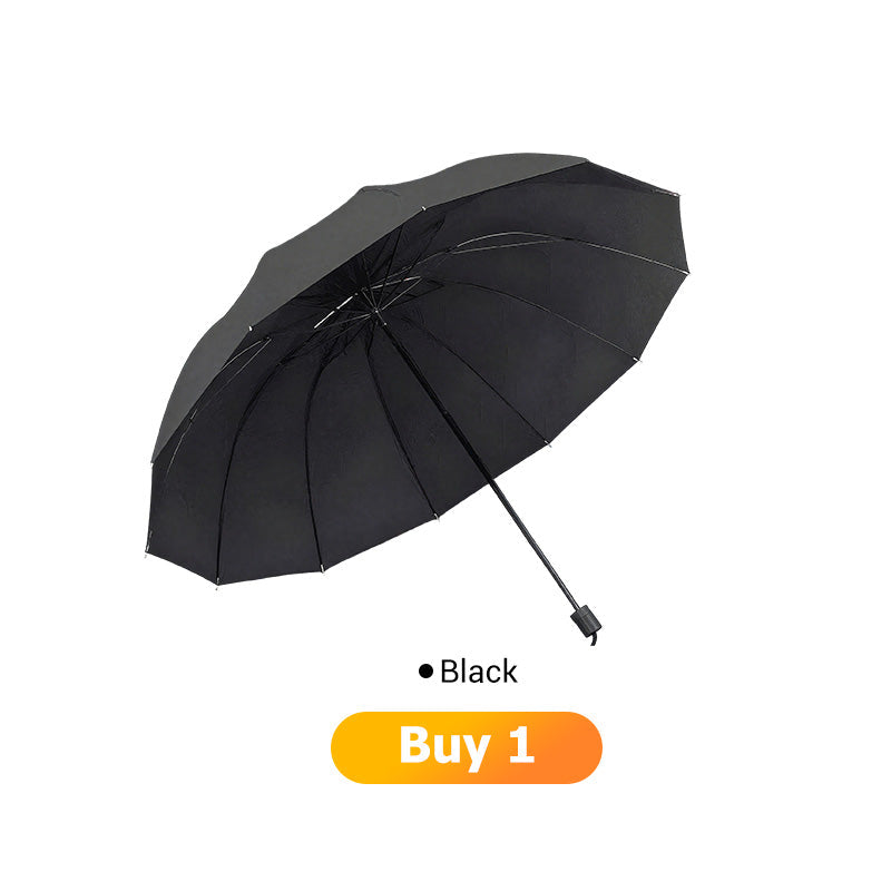 ☔ 12-Rib Windproof Umbrella - Large Coverage & Compact Fold, Durable Frame for Heavy Rain & Wind 📦✨
