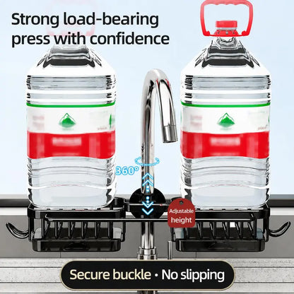 🧽🚰Faucet‑Mounted Sink‑Sponge‑Holder | Tool‑Free Install, Removable‑Drip‑Tray & Side‑Hook🏠