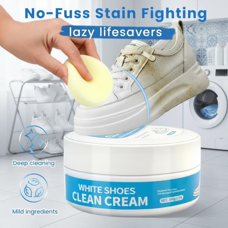 🧼✨ No-Wash Shoe & Leather Cleaner Cream – Instantly Erase Stains, No Rinse Needed! 🧽🔥 Includes Sponge – Easy Deep Clean in Minutes, Restores Like New, Must-Have Sneaker Care