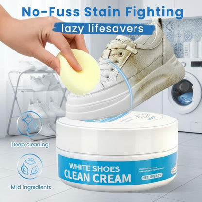 🧼✨ No-Wash Shoe & Leather Cleaner Cream – Instantly Erase Stains, No Rinse Needed! 🧽🔥 Includes Sponge – Easy Deep Clean in Minutes, Restores Like New, Must-Have Sneaker Care