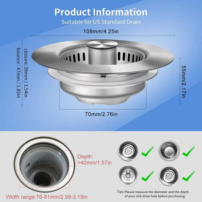 🎁Hot Sale 49% OFF⏳New Upgraded Sink Bounce Core Drain Strainer