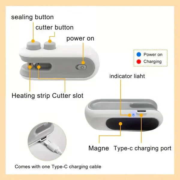 💥Mini Home Handheld Portable Pressure Sealing Machine / Snack Plastic Bag Heat Sealing Machine