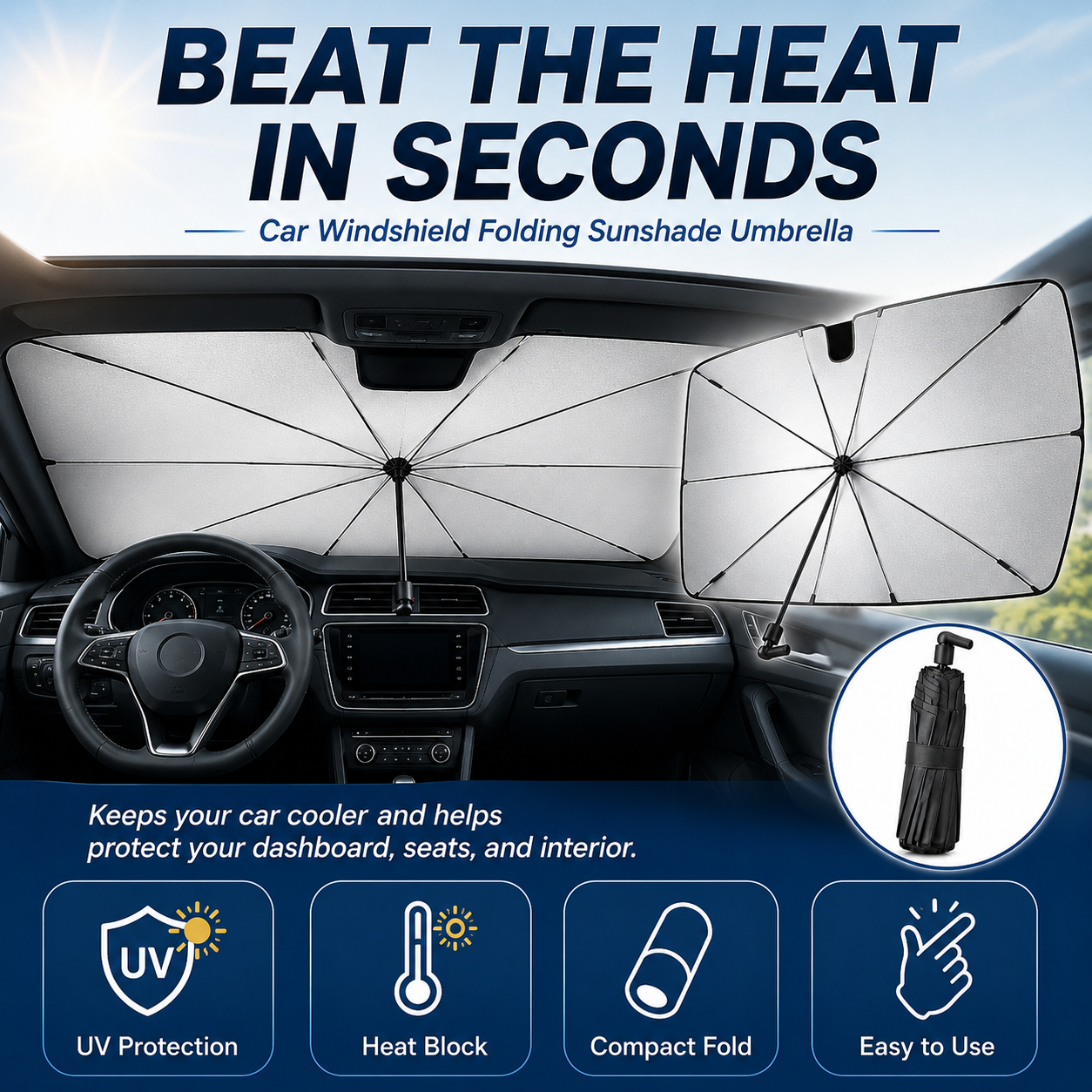 Car Windshield Sunshade - Foldable Car Sunshade (Thermal Insulation)