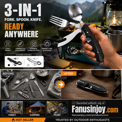 🍴Must-have for outdoor trips 🥄4-In-1 Outdoor Folding Multifunctional Tableware