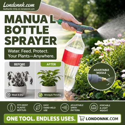 🌿50% OFF NOW! Manual Drink Bottle Sprayer with Adjustable Nozzle‑Portable DIY Garden Spray Tool, Fits Standard Plastic Bottles for Plant Watering, Fertilizing & Pest Control