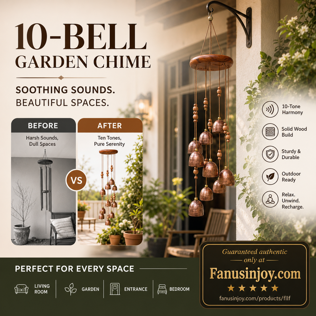 🎁50% Off For 2026 New Arrival！🔥High‑end decor to soothe your mood and comfort your soul！🔔Rotating Metal Bell Wind Chime