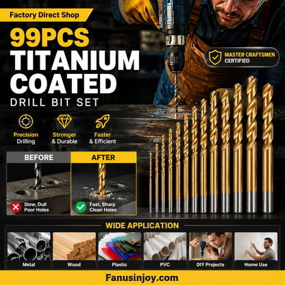 Factory Outlet-99pcs Titanium Coated Drill Bit Set