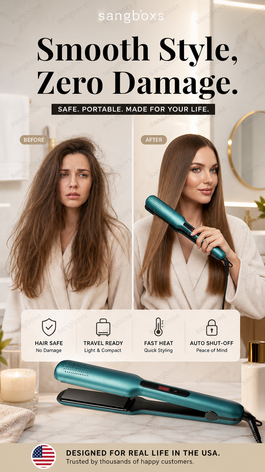 2-in-1 Hair Straightener and Curler with Negative Ionic Care