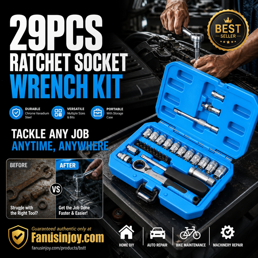 🥳2026 HOT SALE🥳💞50K+ SOLD!🔧🚗 50% OFF! 29pcs Core Ratchet Socket Wrench Kit – Chrome‑vanadium steel, 11 sockets & 10 bits. Perfect for car repairs & DIY – save on garage bills! 🛠️✨
