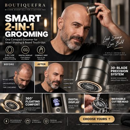 🎉 Hot Sale — Over 14,000 Sold! ⚡🔥 2-in-1 Smart Electric Bald Head Shaver and Beard Trimmer with Digital Display