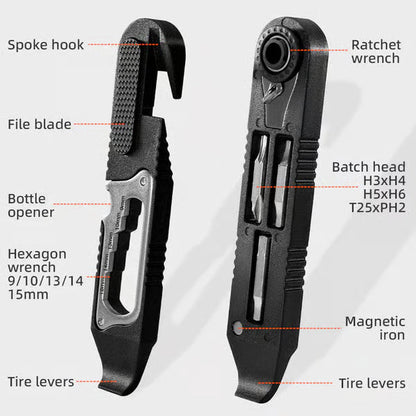 Multi-function Ratchet Tire Lever with Hex Wrench and File Blade