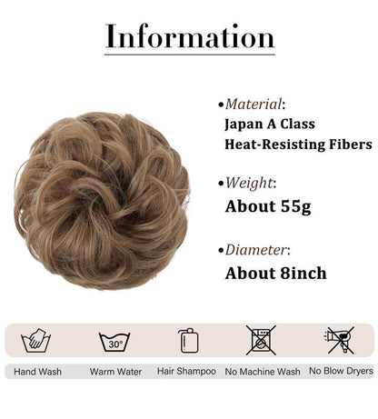 💁‍♀️LAST DAY - BUY 1 GET 1 FREE + FREE HAIRPIN!!🎁💗Messy Curly Hair Bun Scrunchie Extensions