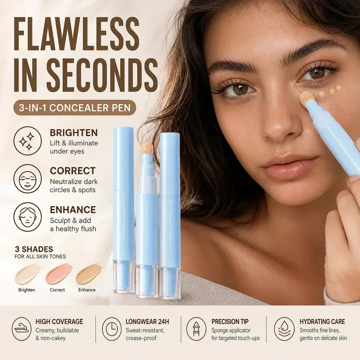 🔥Buy 1 Get 1 Free ( 2 Pcs Total ) NOW!💄Multipurpose Hydrating Liquid Concealer Pen  ✨