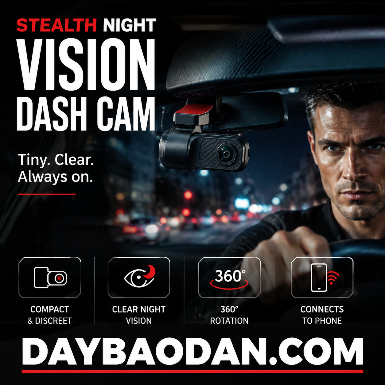 Concealed Dash Cam with Night Vision
