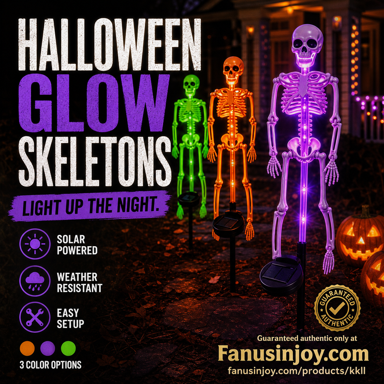 👻50% Off For Halloween! 💀Best Decorations For Spooky Ghost Vibes!🎃💡 Solar Skeleton Stake Lights – Glow In The Dark, Solar Powered, Easy To Install. Ideal For Haunted Yard, Porch & Walkway! 👻🪦✅