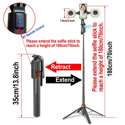 360° rotating selfie stick tripod, rechargeable smart face tracking tripod