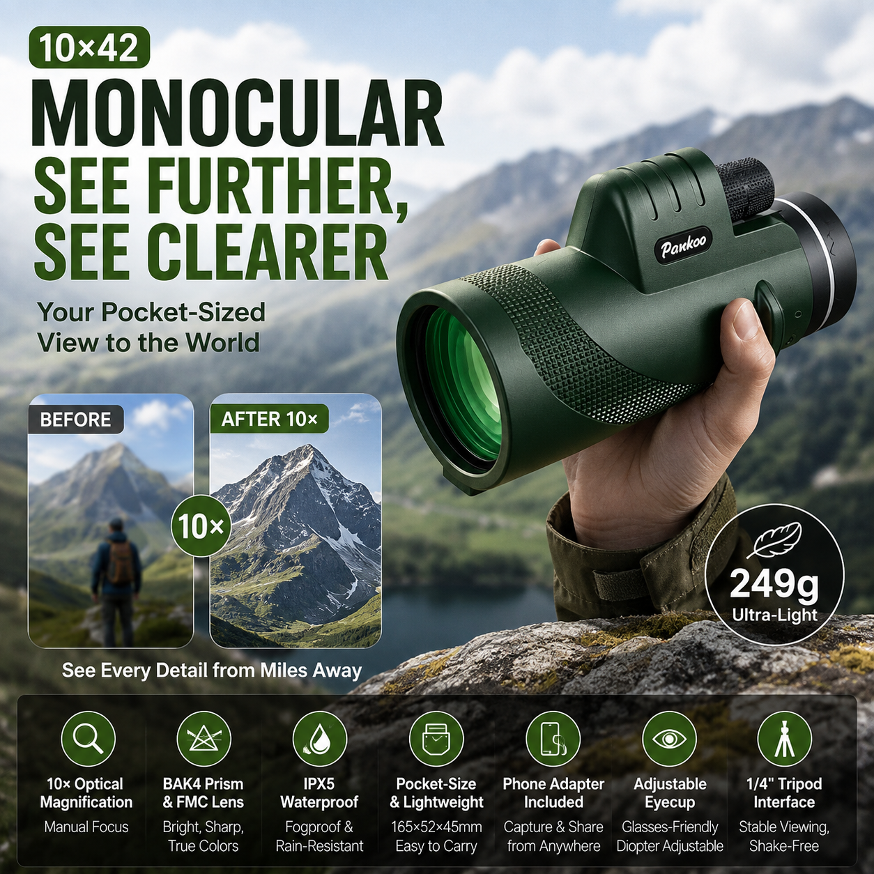 Monocular – 10x magnification