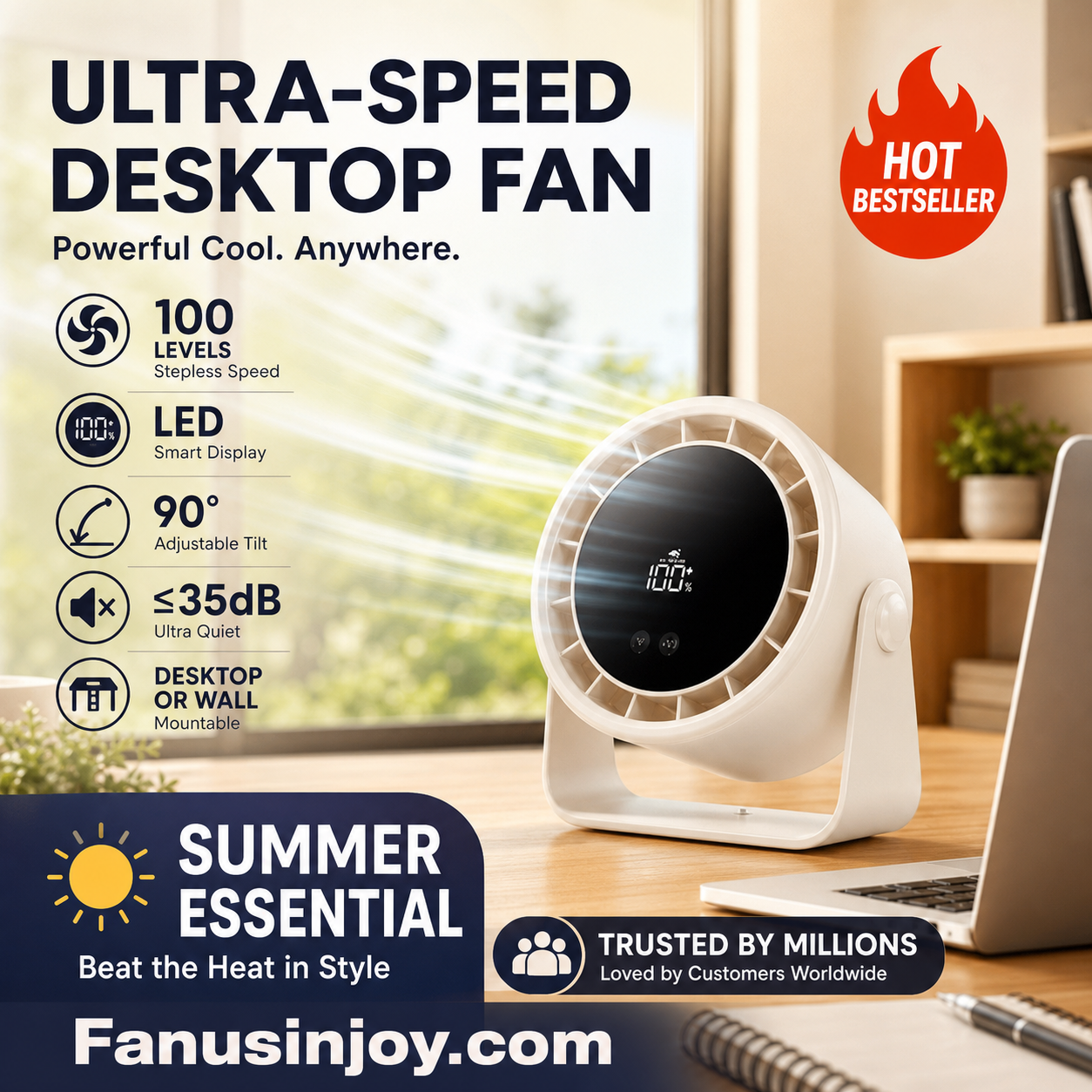 ✨️Limited Time 50% Off! 🌬️Keep you cool all summer! ❄️Rechargeable USB Desk Fan for Bedroom