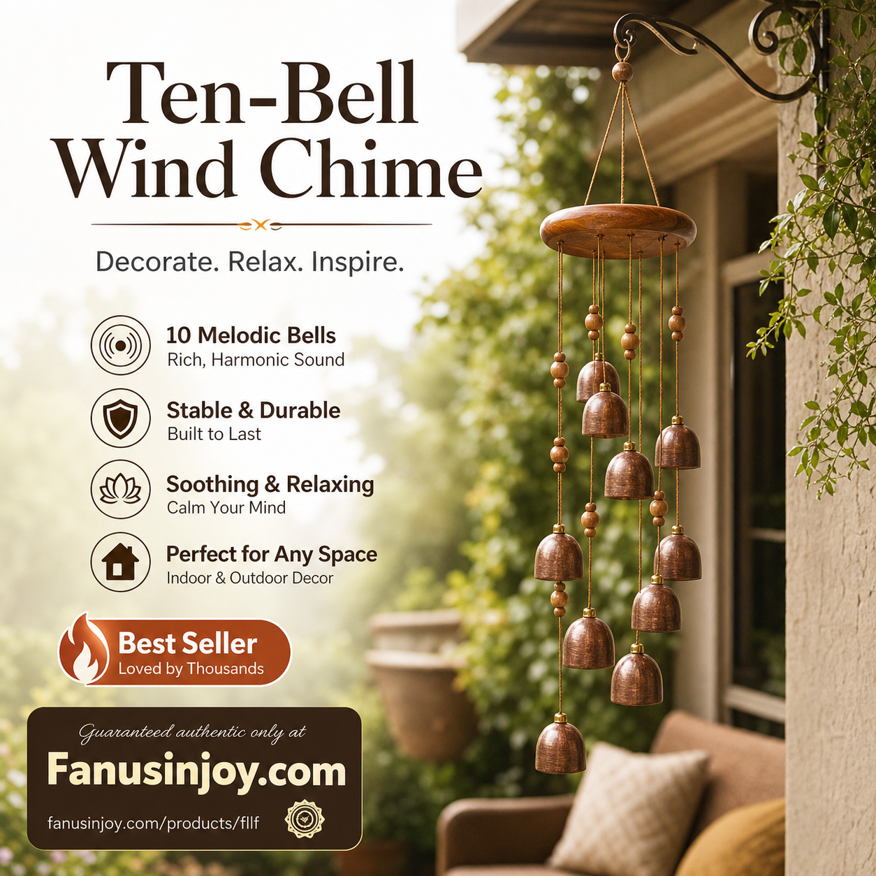 🎁50% Off For 2026 New Arrival！🔥High‑end decor to soothe your mood and comfort your soul！🔔Rotating Metal Bell Wind Chime