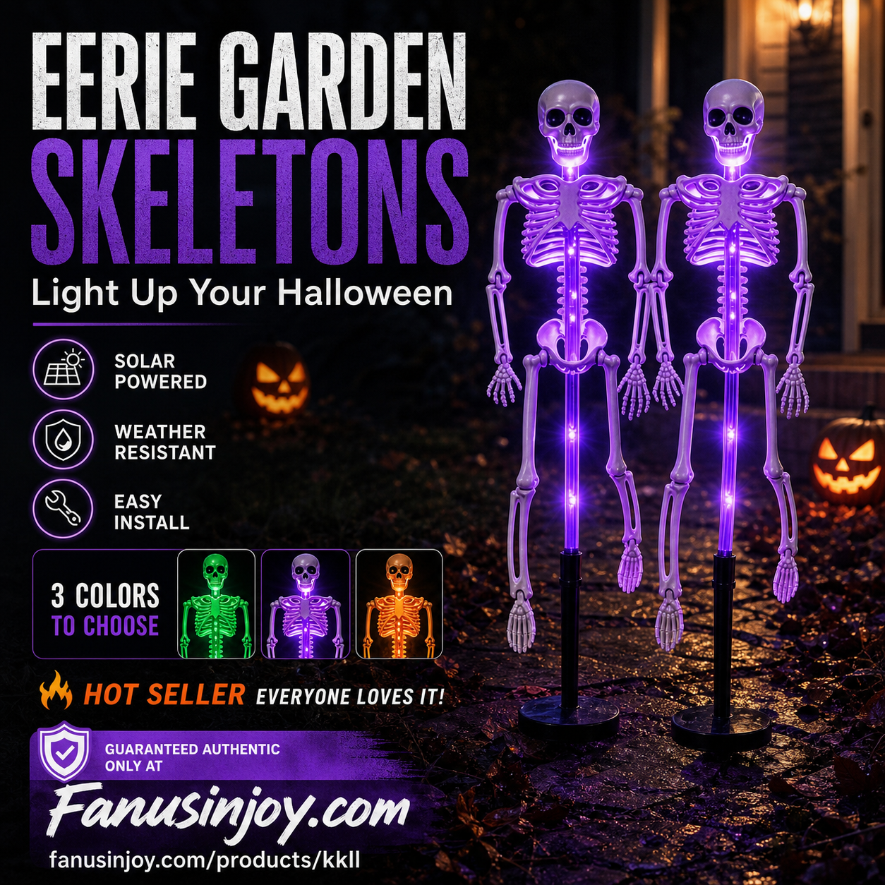 👻50% Off For Halloween! 💀Best Decorations For Spooky Ghost Vibes!🎃💡 Solar Skeleton Stake Lights – Glow In The Dark, Solar Powered, Easy To Install. Ideal For Haunted Yard, Porch & Walkway! 👻🪦✅