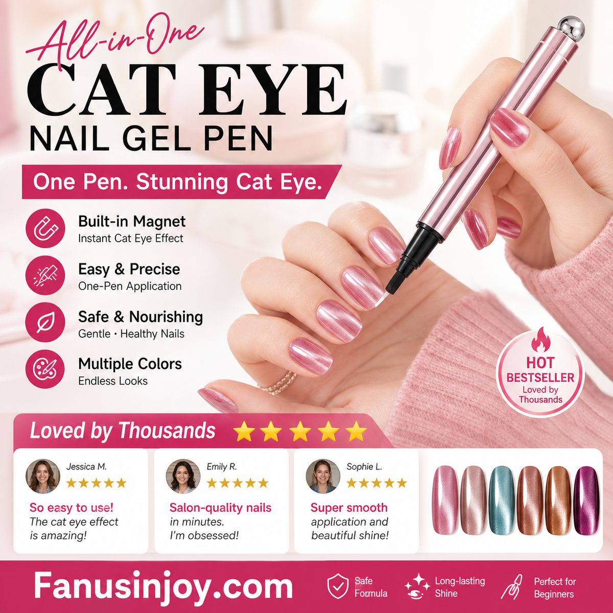 💅All-in-One Cat Eye Nail Gel Pen